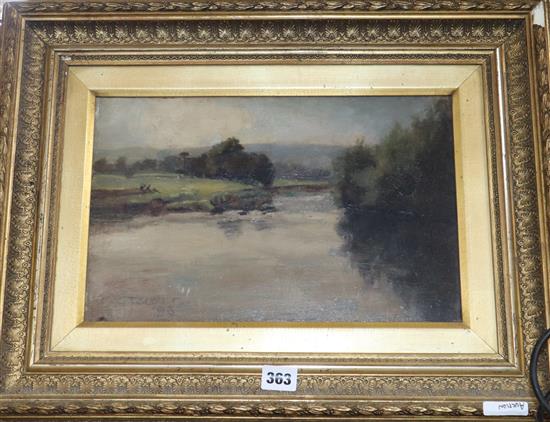 G. T. Scott, oil on board, Aire Valley from near Bankfield, signed and dated 96, 22 x 34cm